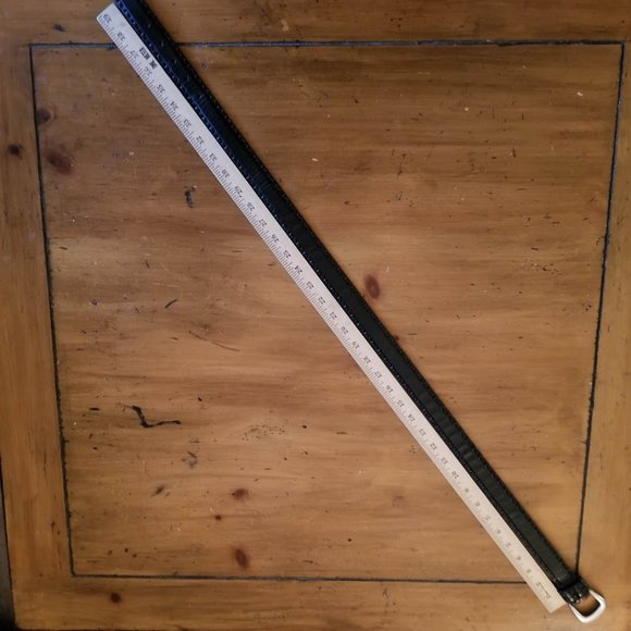 Stone Mountain Black Italian Leather Eurometal Silver Engraved Buckle, Size 36 - Picture 10 of 15